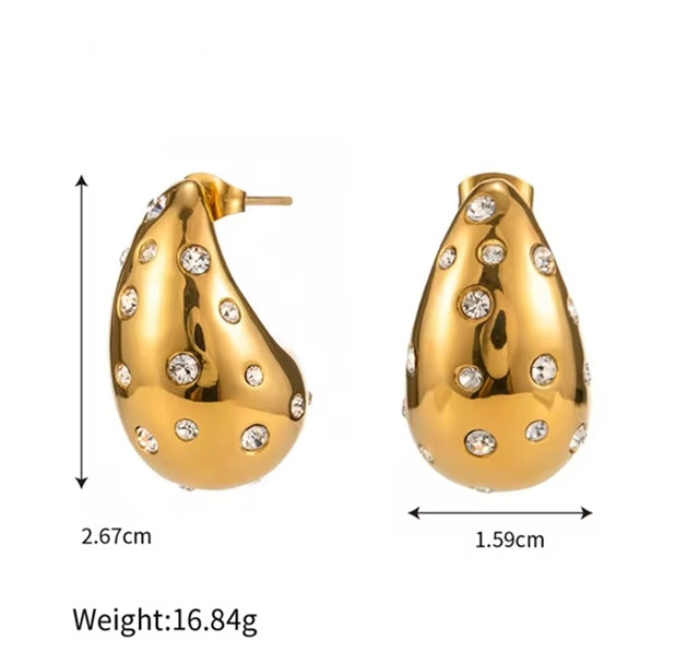 Gold Plated Teardrop Earrings with Pearl &amp; Diamante Accents