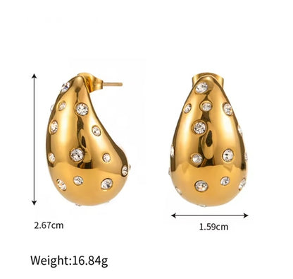 Gold Plated Teardrop Earrings with Pearl &amp; Diamante Accents