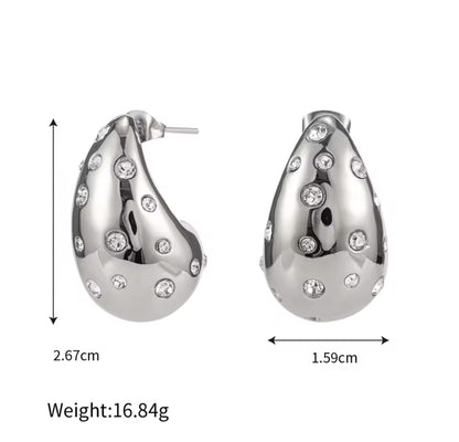 Gold Plated Teardrop Earrings with Pearl &amp; Diamante Accents