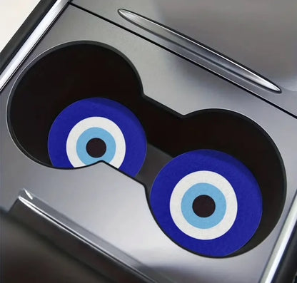 2pc Evil Eye water absorbable car cup holder / coasters